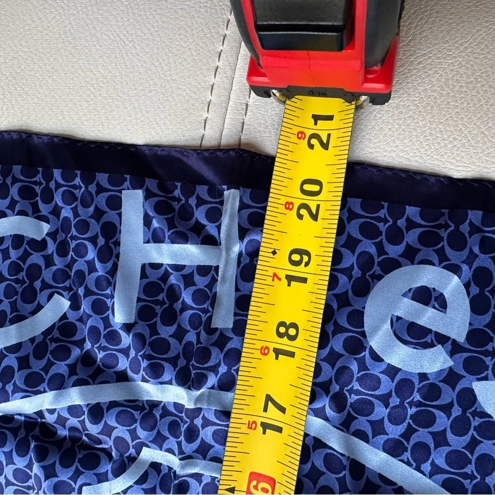 Coach signature Patterned silk scarf blue